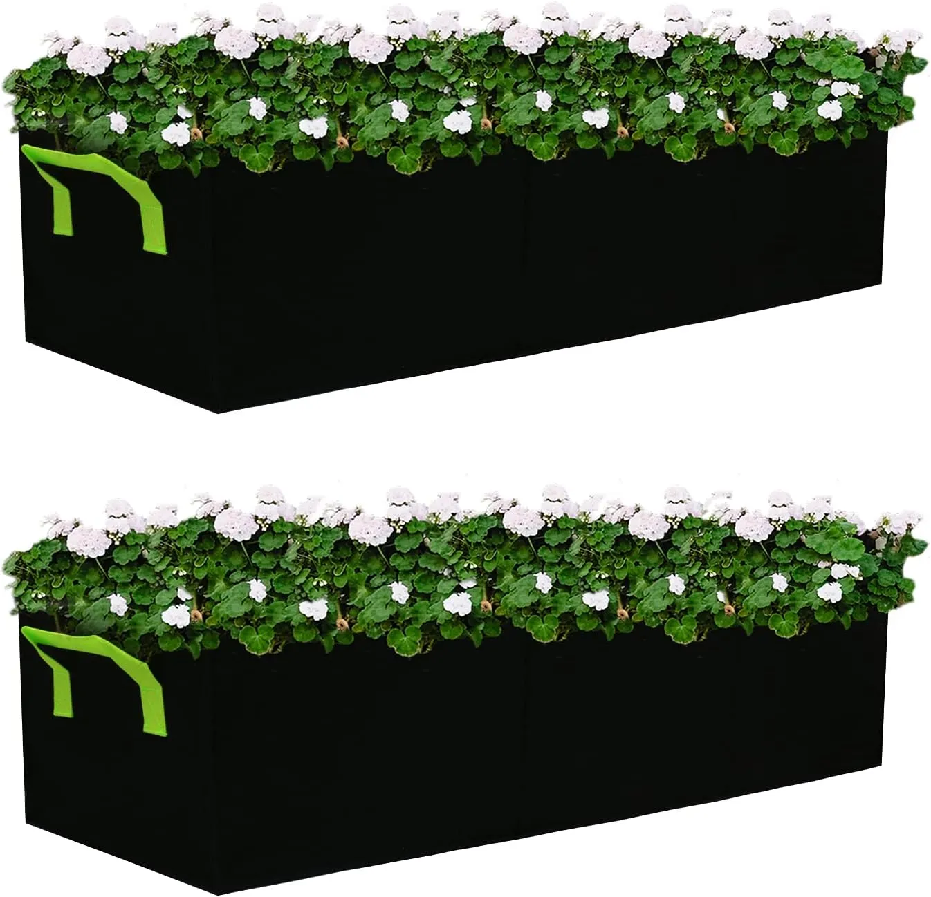Plant Grow Bags, 4 Pack Fabric Raised Planting Bads, 3 Holes Rectangle Grow Bag, 15 Gallon Breathable Potato Tomato Planter Pots for Outdoor Vegetables Plant Flowers(Black)