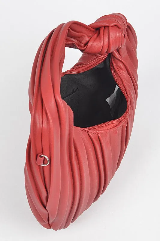 Pleated Knot Faux Leather Purse