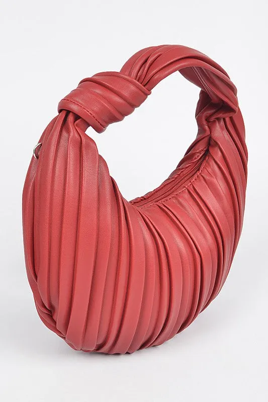 Pleated Knot Faux Leather Purse