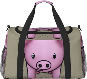 Powder pig print Carry on Bag Underseat Personal Item Bag Travel Duffel Bag Gym Carry On Sports Bag