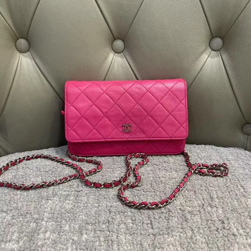 Preloved Chanel WOC Wallet on Chain Pink Shoulder Bag