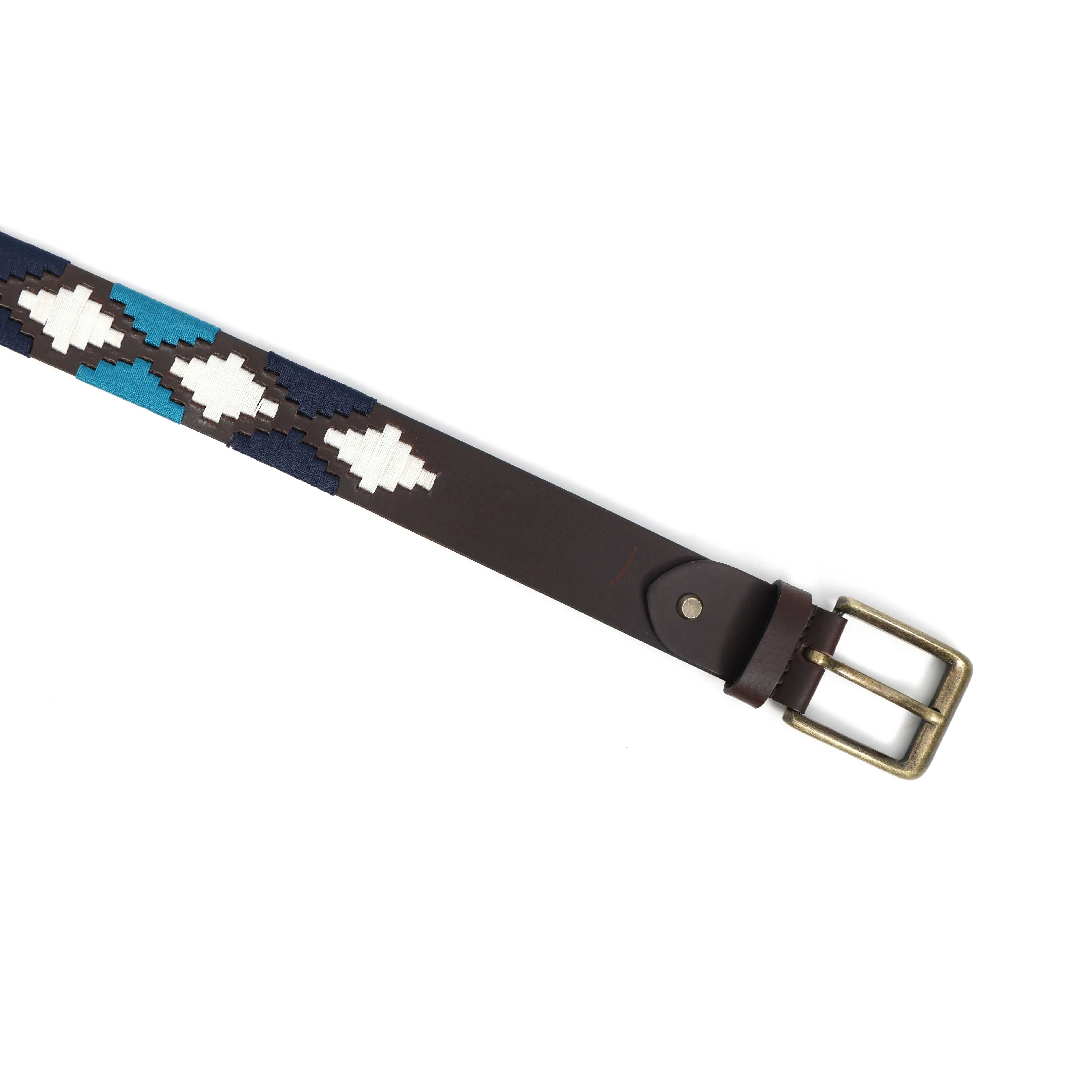 Premium Brown Leather Belt with Golden Buckle & Multi-Color Stitching.LB-877