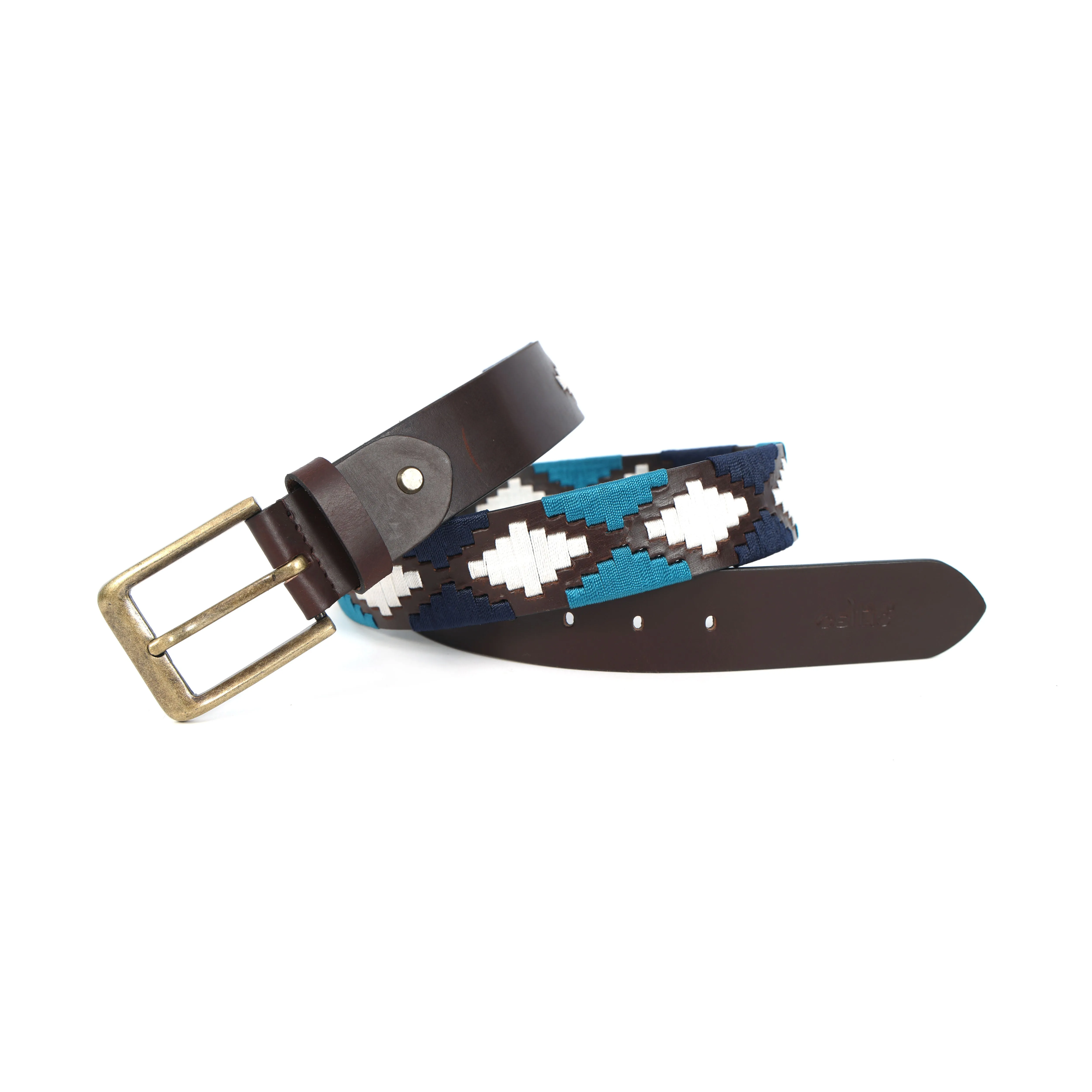 Premium Brown Leather Belt with Golden Buckle & Multi-Color Stitching.LB-877