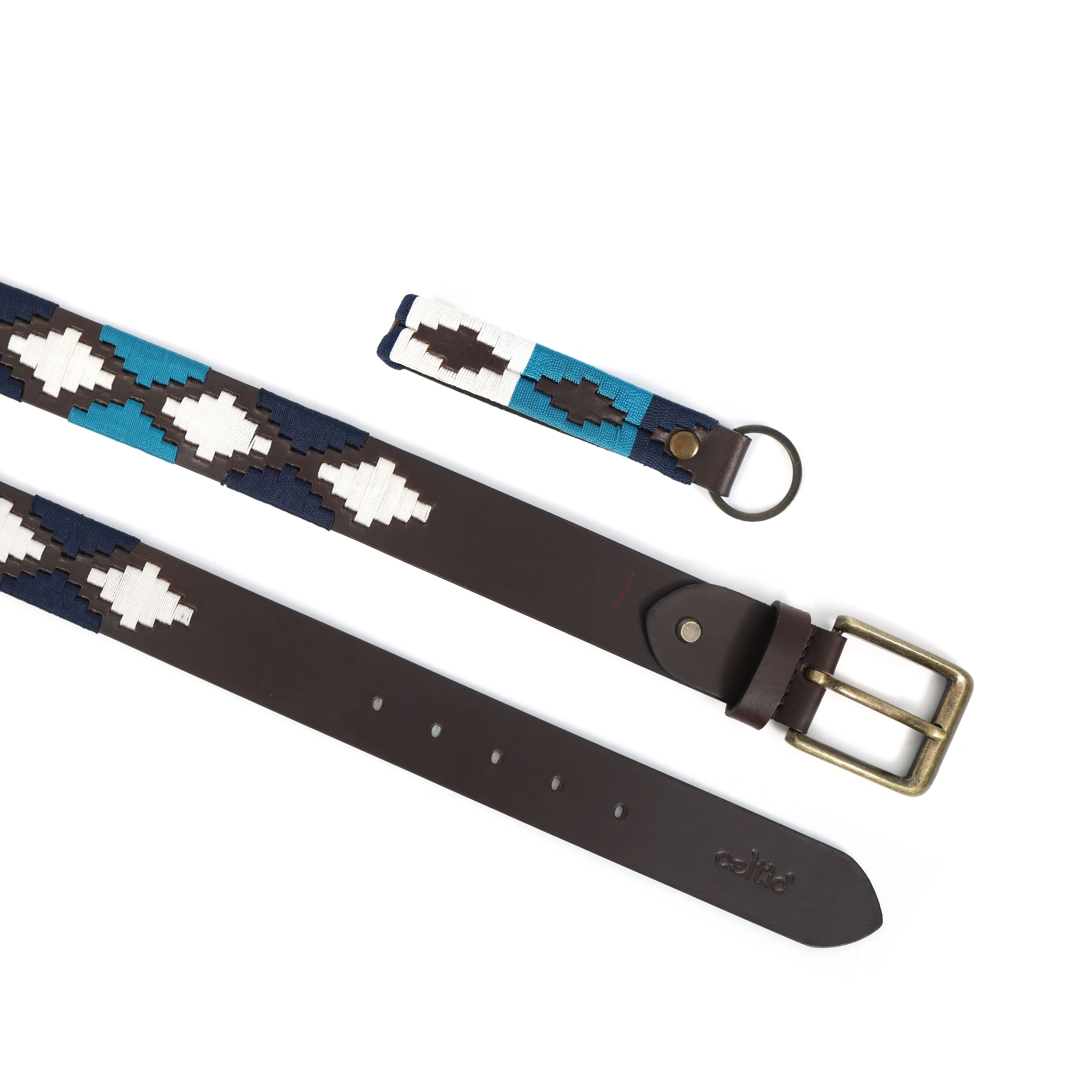 Premium Brown Leather Belt with Golden Buckle & Multi-Color Stitching.LB-877