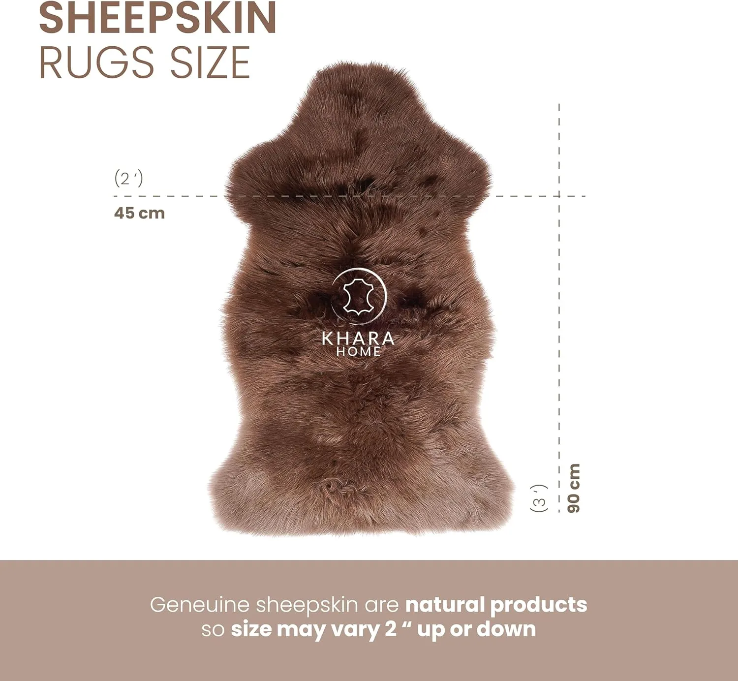 Premium Genuine Sheepskin Rug – Soft & Fluffy Single Pelt (2’ x 3’) Natural White Lambskin Area Rug for Bedroom, Living Room Or Chair Cover Sheepskin Throw – Made in Argentina