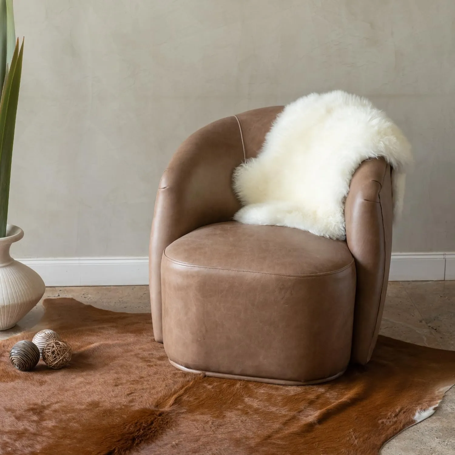 Premium Genuine Sheepskin Rug – Soft & Fluffy Single Pelt (2’ x 3’) Natural White Lambskin Area Rug for Bedroom, Living Room Or Chair Cover Sheepskin Throw – Made in Argentina