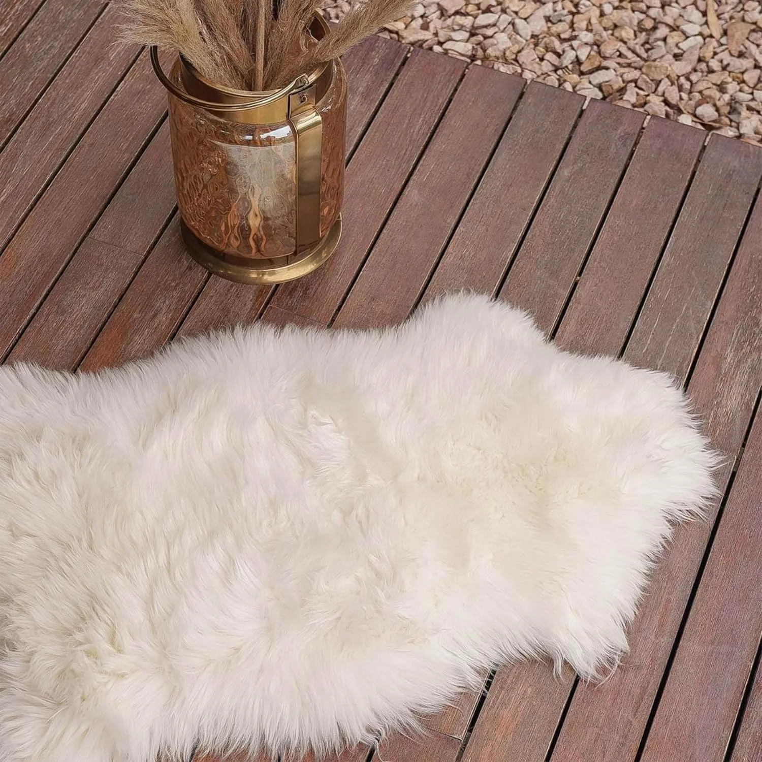 Premium Genuine Sheepskin Rug – Soft & Fluffy Single Pelt (2’ x 3’) Natural White Lambskin Area Rug for Bedroom, Living Room Or Chair Cover Sheepskin Throw – Made in Argentina