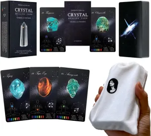 PRIME MUSE Crystals Healing Cards, Oracle Deck with Guidebook Set & Velvet Pouch Bag (Crystals and Healing Stones, Crystals for Beginners)