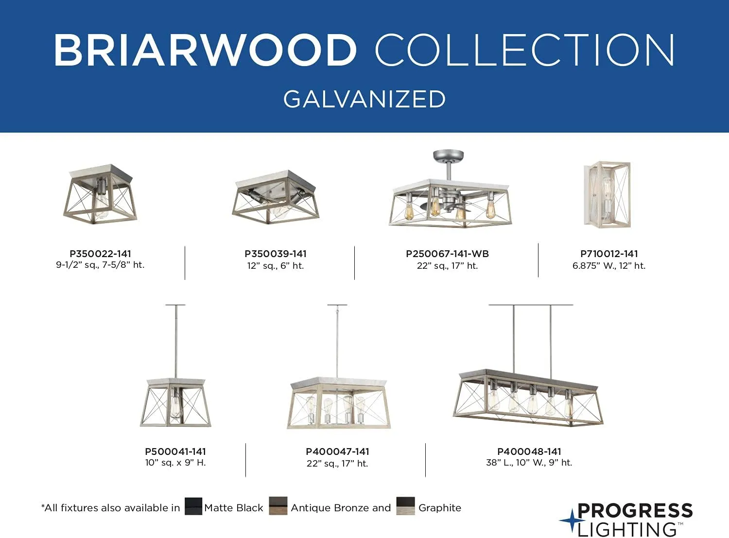 Progress Lighting P400048-141 Briarwood Chandeliers, Galvanized