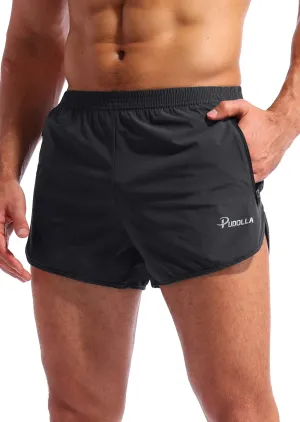 Pudolla Men’s Running Shorts 3 Inch Quick Dry Gym Athletic Workout Shorts for Men with Zipper Pockets