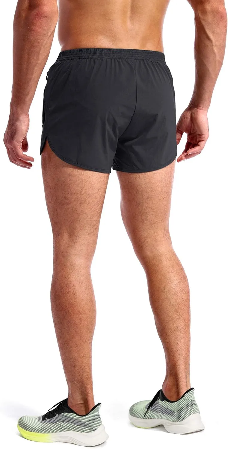Pudolla Men’s Running Shorts 3 Inch Quick Dry Gym Athletic Workout Shorts for Men with Zipper Pockets