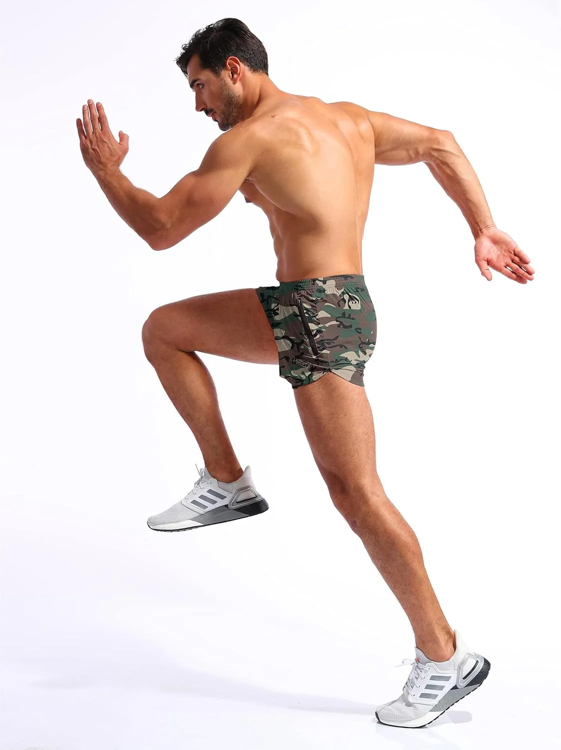Pudolla Men’s Running Shorts 3 Inch Quick Dry Gym Athletic Workout Shorts for Men with Zipper Pockets