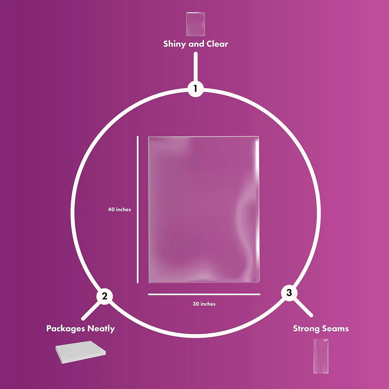 Purple Q Crafts Clear Basket Bags, Large Clear Cellophane Wrap for Baskets & Gifts 30"x 40" 1.5 Mil Thick (20 Pack)