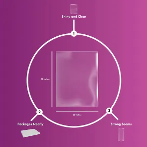 Purple Q Crafts Clear Basket Bags, Large Clear Cellophane Wrap for Baskets & Gifts 30"x 40" 1.5 Mil Thick (20 Pack)