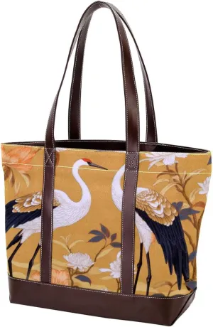 Purses for Women,Tote Bag for Women,Handbags for Women,Flower Plant Leaf Crane