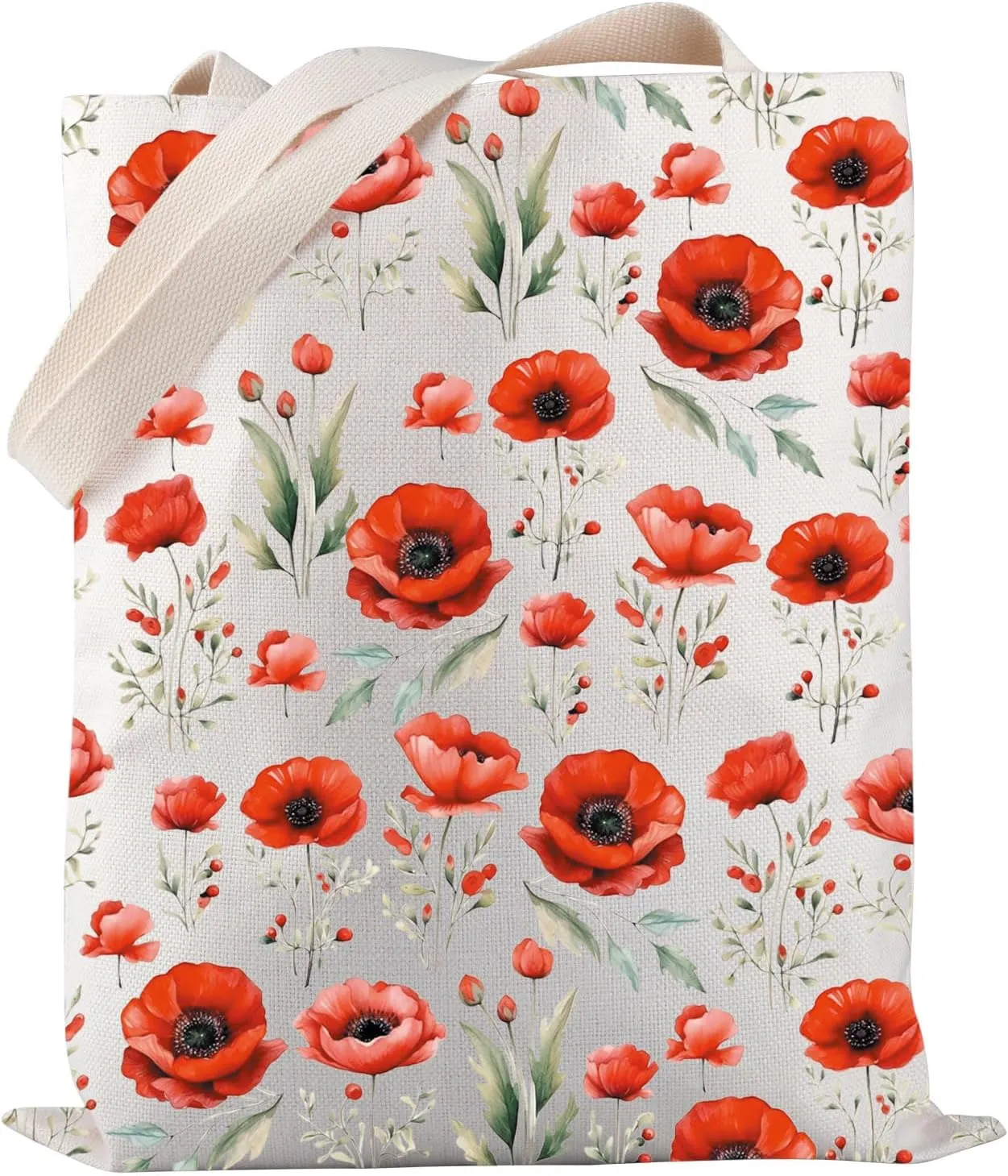 PWHAOO California Poppy Tote Bag American Poppy Canvas Bag California Poppy Botanical Gift Poppy Flower Gift