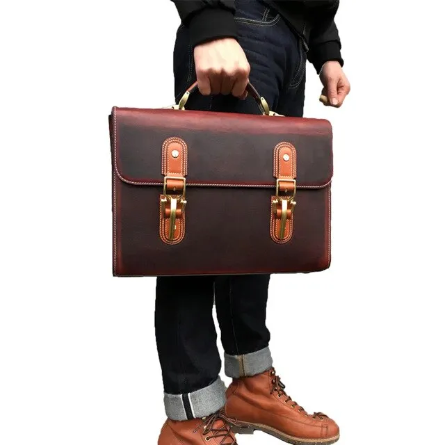 Quality Vintage Leather Message Men Secure payment options Briefcase Bag Handmade HH-1 Business Contemporary Pattern Bag Arabesque High Bag Handbag Commercial