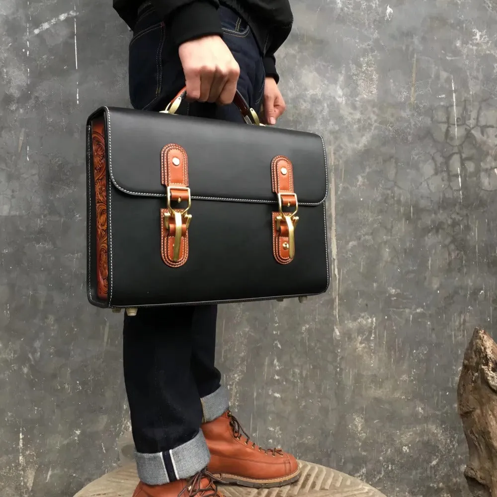 Quality Vintage Leather Message Men Secure payment options Briefcase Bag Handmade HH-1 Business Contemporary Pattern Bag Arabesque High Bag Handbag Commercial