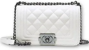Quilted Crossbody Bag Faux Leather Trendy Shoulder Purses with Chain Strap Stylish Clutch Purse for Women Ladies