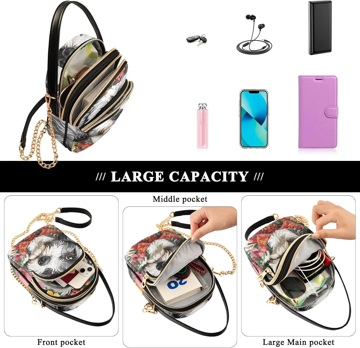 Quilted Crossbody Bag Small Shoulder Purse Women's Handbags Phone Purse with Chain