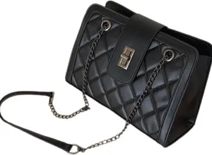 Quilted Crossbody Bag Vegan Faux Leather Trendy Shoulder Purses with Chain Strap Stylish Clutch Purse for Women Ladies