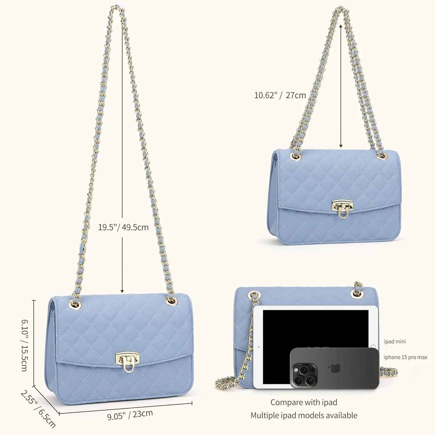 Quilted Crossbody Bags For Women, Shoulder Bag Leather Purses For Women With Chain Strap Trendy