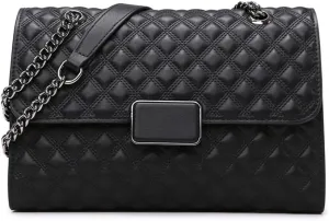 Quilted Leather Crossbody Bag for Women - Medium Flap Shoulder Purse with Chain Strap - Stylish Clutch Handbag (White)