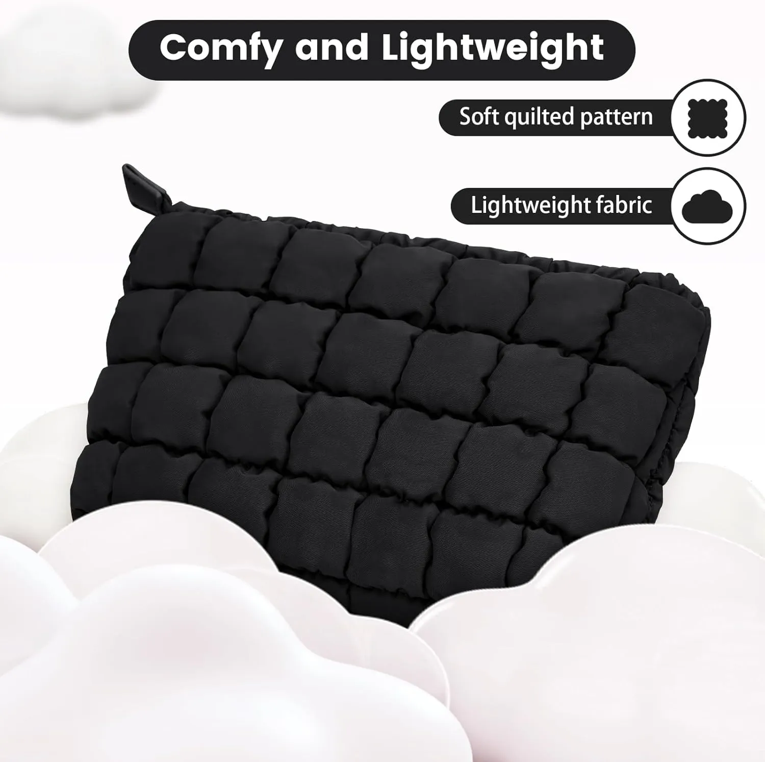 Quilted Makeup Bag and Zip Card Pouch Key Chain Puffer Cosmetic Bag Travel Cute Makeup Bag Organizer Mini Coin Purse