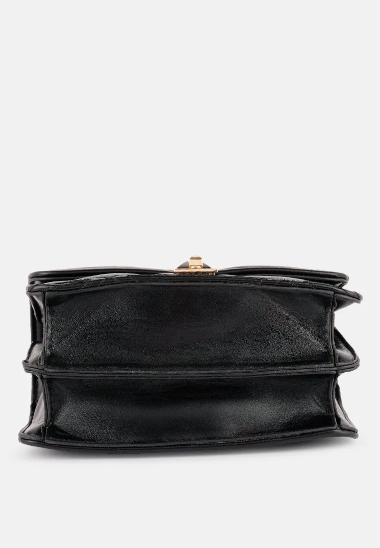 Quilted Multi Metal Strap Handbag