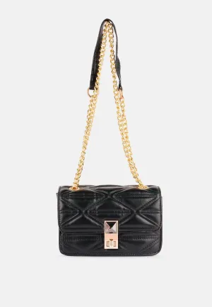 Quilted Multi Metal Strap Handbag