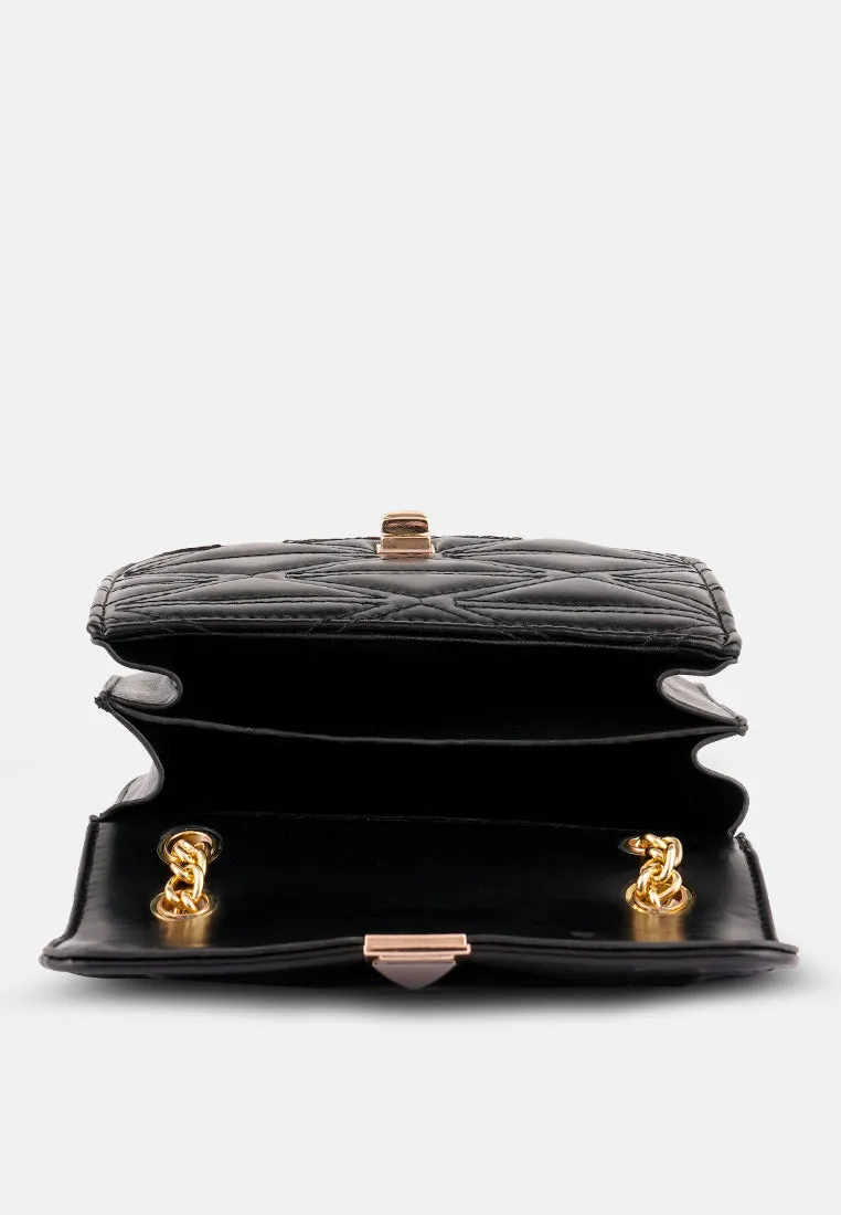 Quilted Multi Metal Strap Handbag