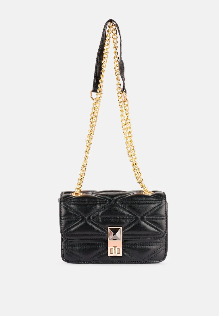 Quilted Multi Metal Strap Handbag