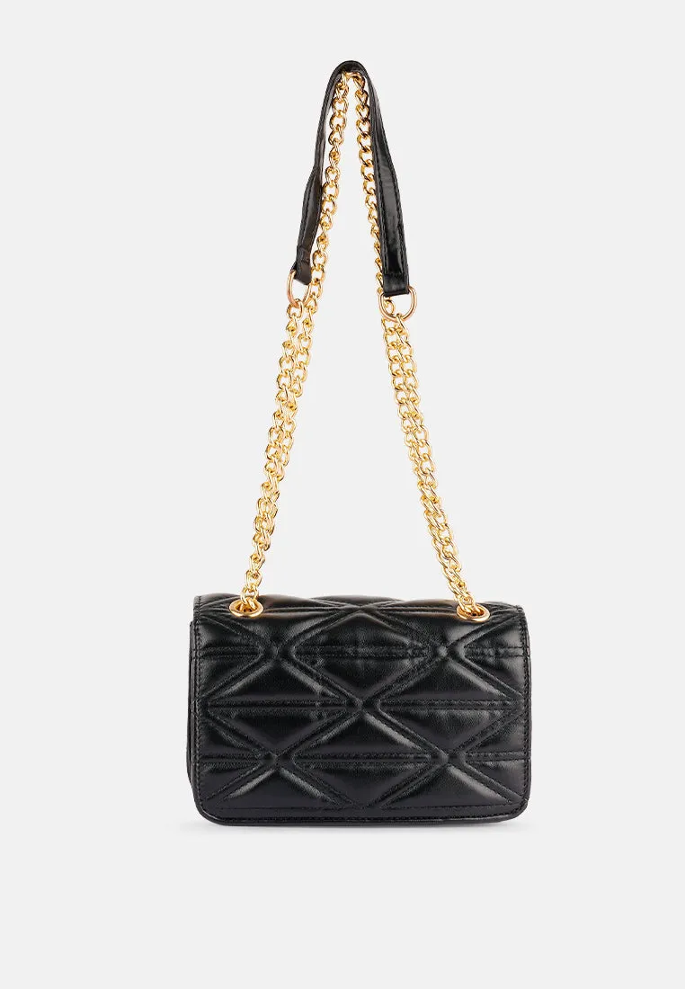 Quilted Multi Metal Strap Handbag
