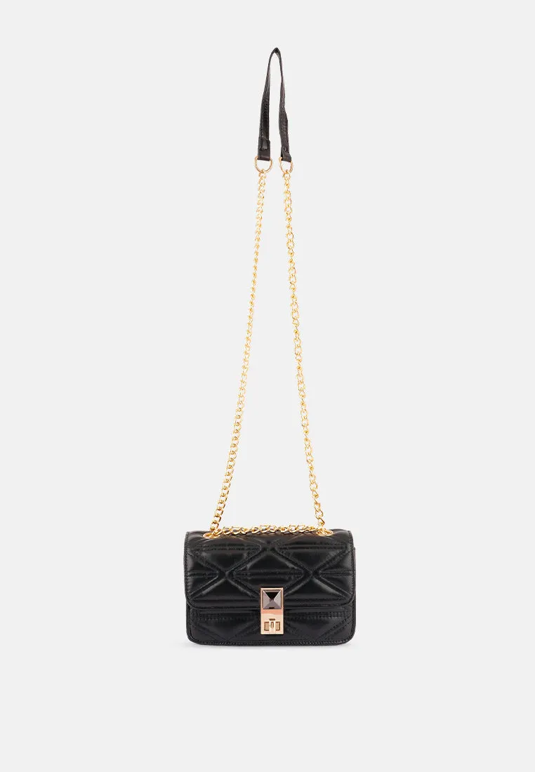 Quilted Multi Metal Strap Handbag