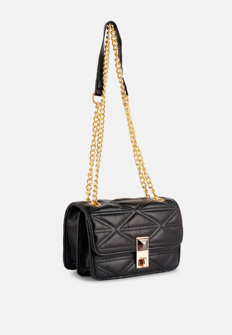 Quilted Multi Metal Strap Handbag