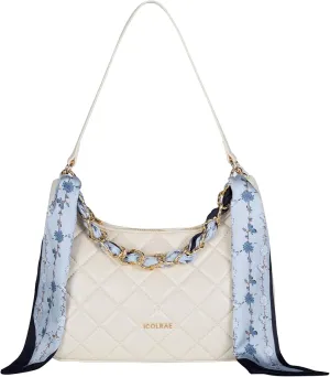 Quilted Shoulder Bag for Women Faux Leather Cute Hobo Handbags with Zipper Mini Clutch Purse Trendy Y2K