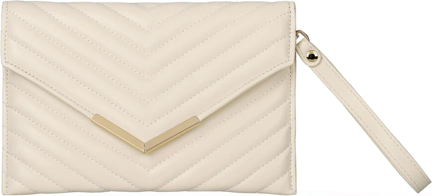 Quilted Women Envelope Clutch Bag Pouch Purse Medium Foldover Evening Handbag