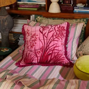 "Adelyn" Embroidered Cushion - Cosmo Pink