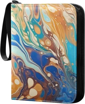 Rainbow Oil Painting Card Binder 4-Pocket, 400 Pockets Trading Cards Holder Games Card Albums Storage Organizer Case for Football, Baseball Cards