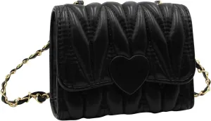 RARITYUS Crossbody Bag Chain Strap PU Leather Shoulder Bag Purse Mini Handbag for Little Girls Kids Toddlers A Black