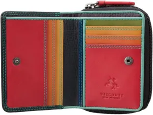RB53 Multi Colored Small Bifold Soft Leather Ladies Wallet & Purse (Black Rhumba)