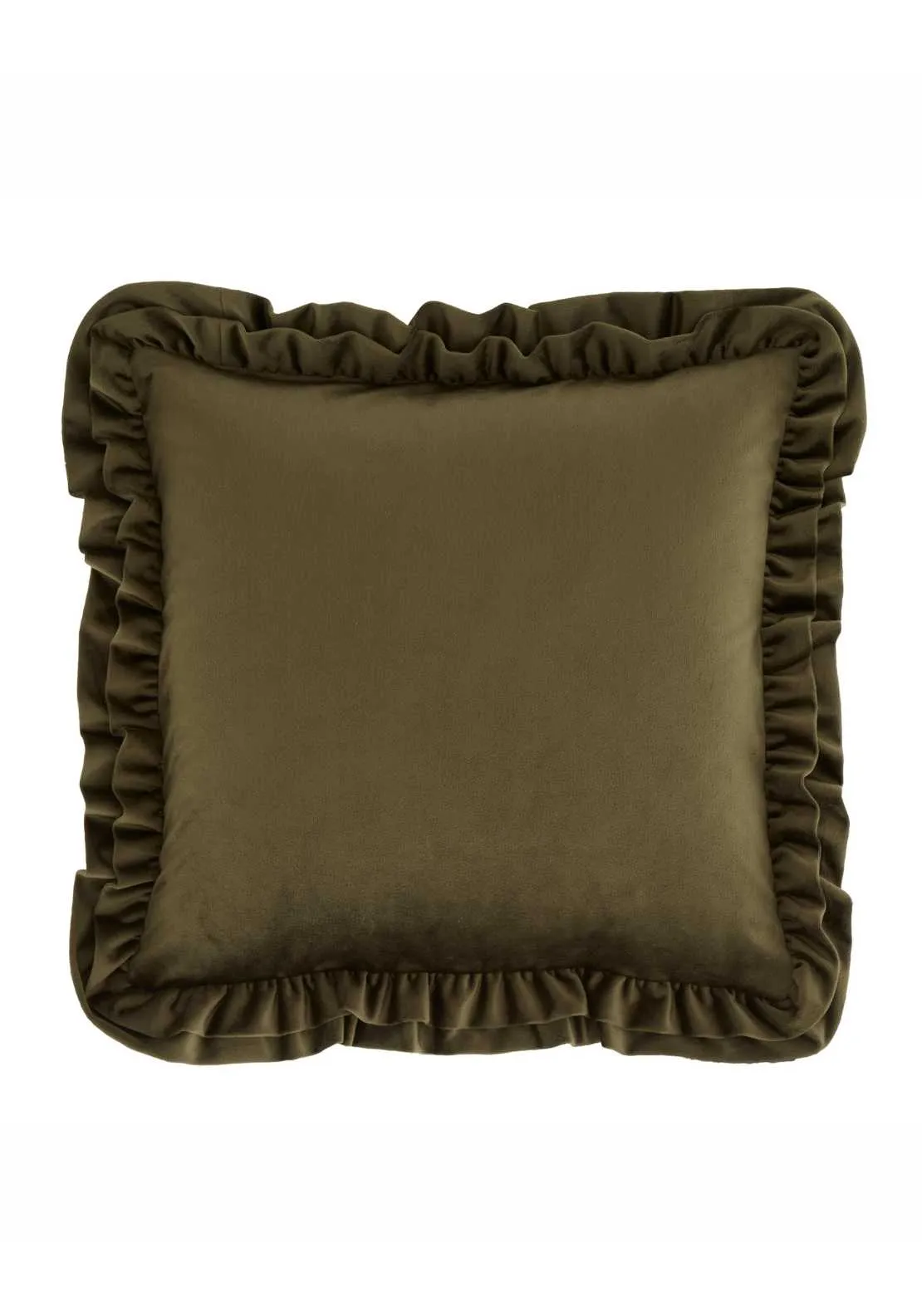 Reagan Soft Touch Matt Velvet Double Frill Cushion - Green