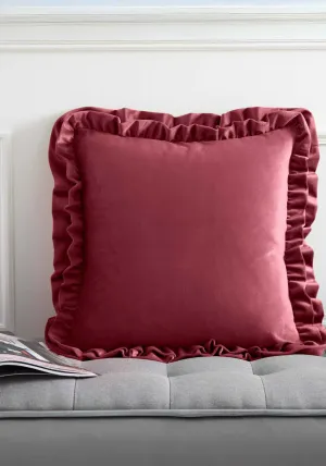 Reagan Soft Touch Matt Velvet Double Frill Cushion - Pink