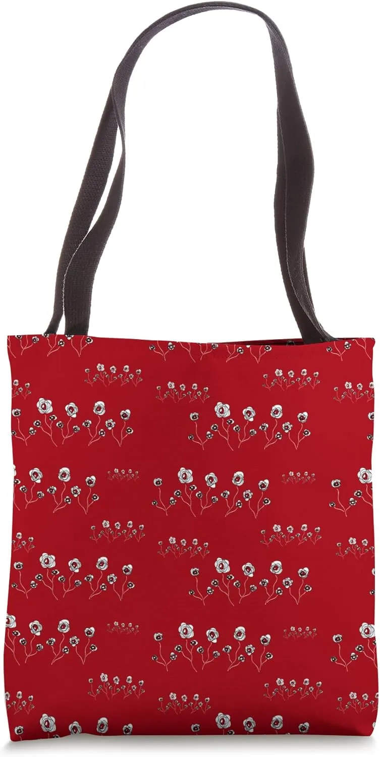 Red Ranunculus Flower Pattern Tote Bag