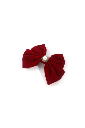 Red Velvet Bow Pearl Detail