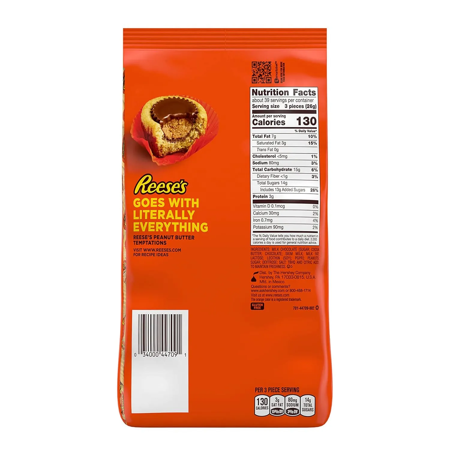 REESE'S Miniatures Milk Chocolate Peanut Butter Cups, Candy Party Pack, 35.6 oz