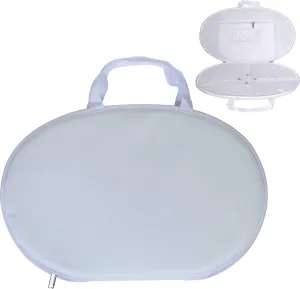 Regalia Chain Collar Case – Soft Padded Faux Leather Bag with Secure Straps & Zipper Pocket – 5 Color Options (WHITE)