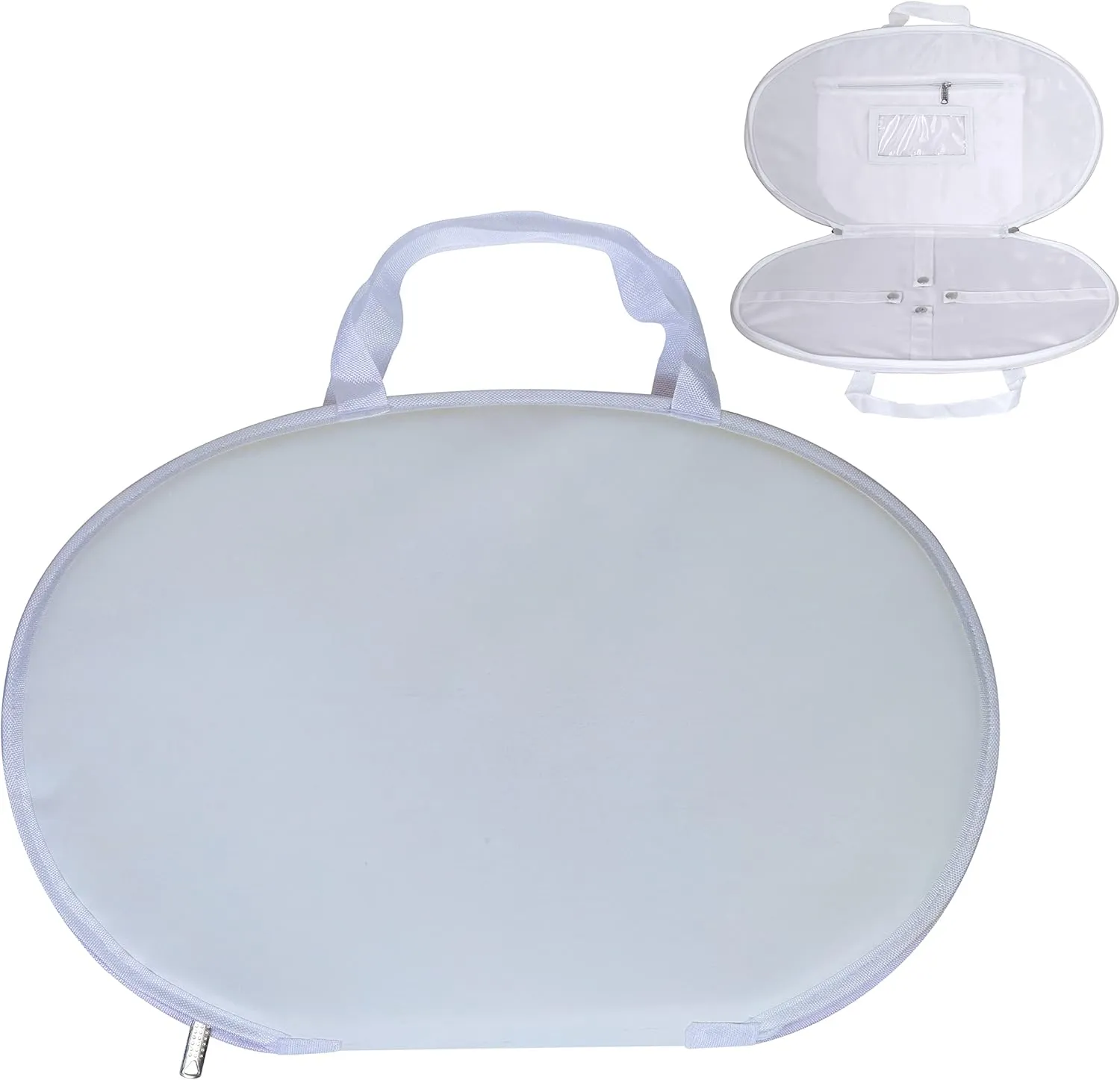 Regalia Chain Collar Case – Soft Padded Faux Leather Bag with Secure Straps & Zipper Pocket – 5 Color Options (WHITE)