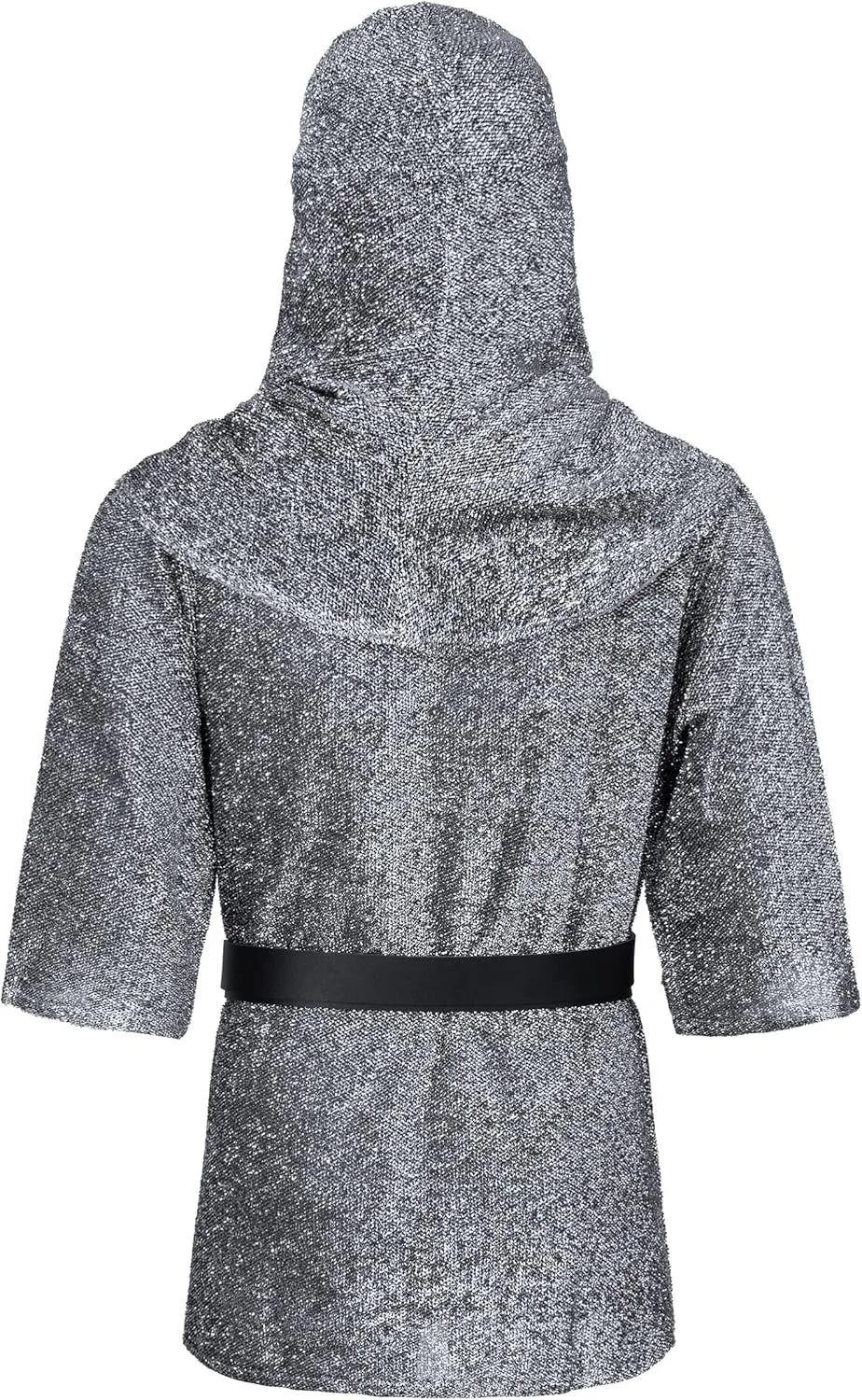 Renaissance Faux Chain Mail Armor Tunic Shirt Coif Medieval Knight Cowl Crusader Costume Outfit Bracers Waist Belt Set