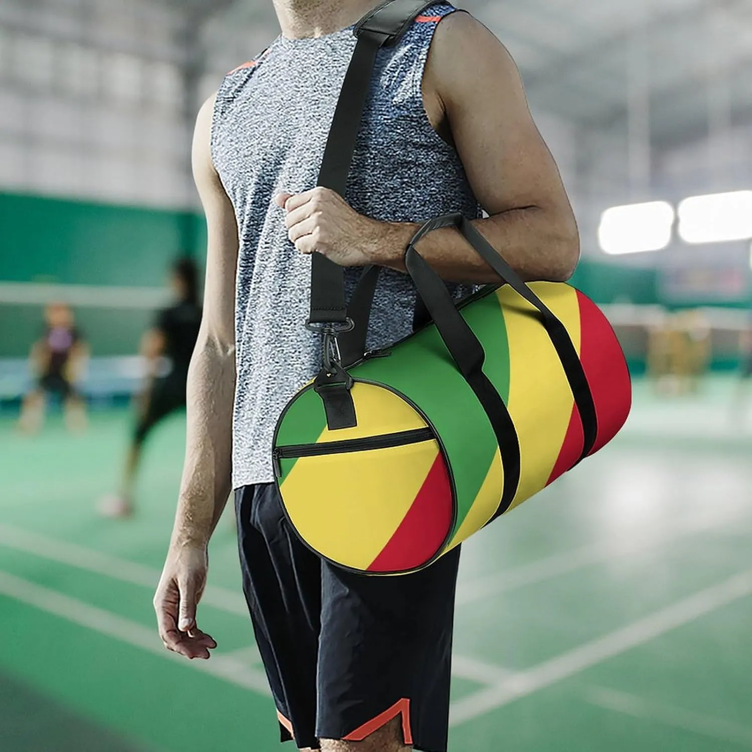 Republic Congo Flag Gym Duffel for Men Women Dry Wet Separation Sports Weekender Tote